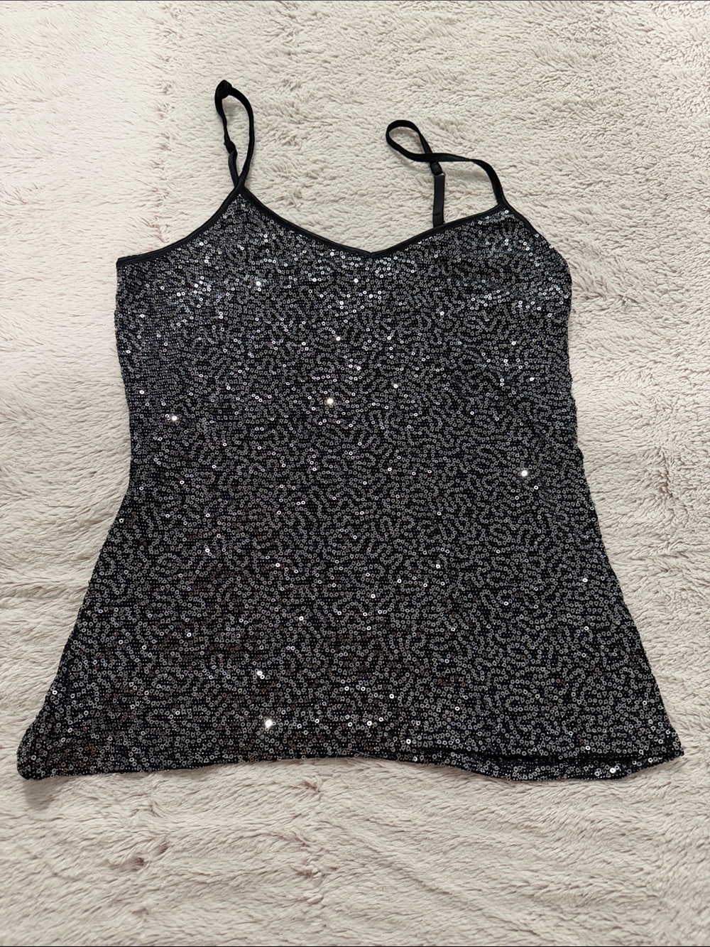 Express Black Sequin Spaghetti Strap Camisole